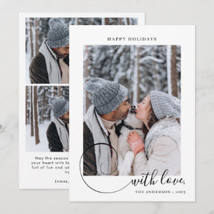 Cartes Pour Fêtes Annuelles Script de calligraphie moderne avec 3 photos Noël