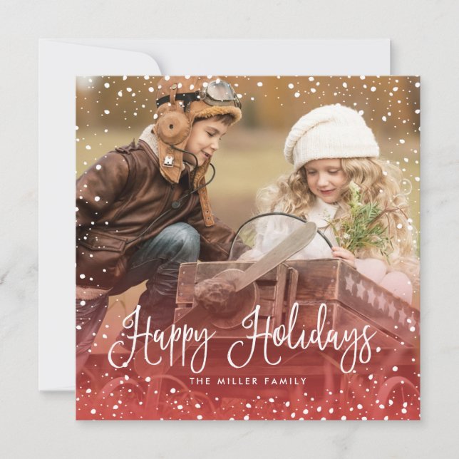 Cartes Pour Fêtes Annuelles Script de Noël de neige Carré photo (Devant)