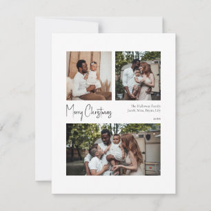 Cartes Pour Fêtes Annuelles Script de Noël moderne centré sur trois photos