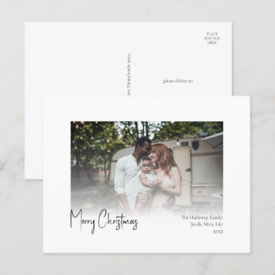 Cartes Pour Fêtes Annuelles Script de Noël moderne Foulé Photo Holiday Postca