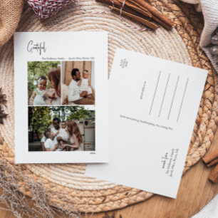 Cartes Pour Fêtes Annuelles Script de Noël moderne Grateful Vertical 3 Photo