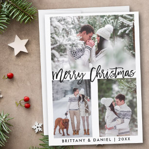 Cartes Pour Fêtes Annuelles Script de pinceau moderne photo Joyeux Noël