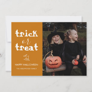 Cartes Pour Fêtes Annuelles Script de Trick or Treat Fantaisiste Photo Hallowe