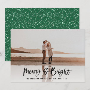 Cartes Pour Fêtes Annuelles Script de typographie moderne photo verte Noël