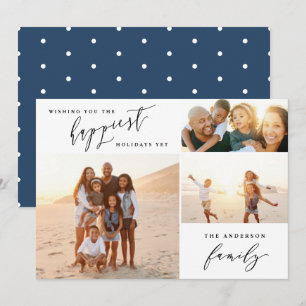 Cartes Pour Fêtes Annuelles Script de vacances multi photo minimal