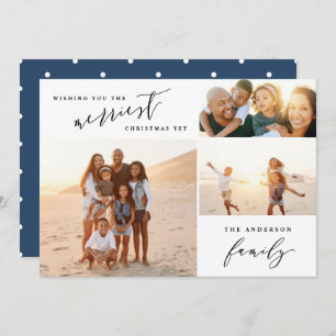Cartes Pour Fêtes Annuelles Script de vacances multi photo minimal