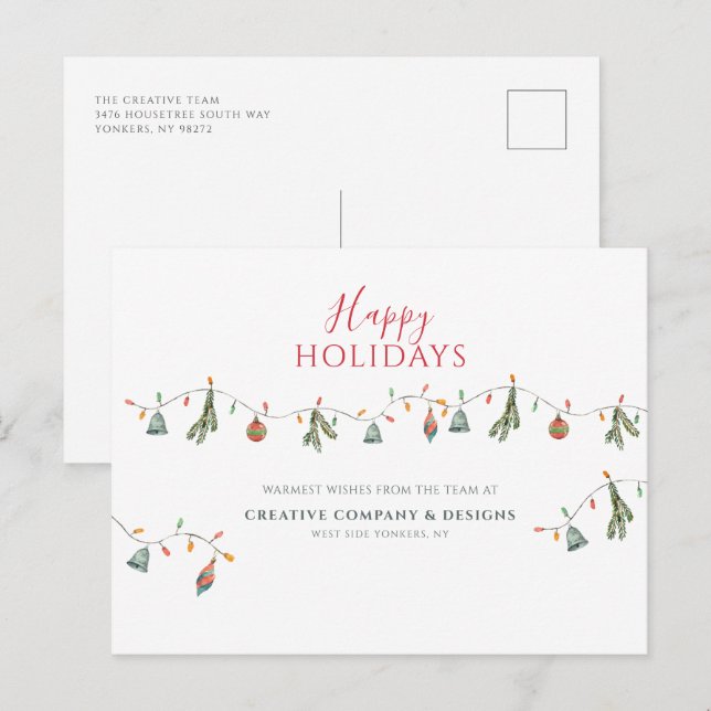 Cartes Pour Fêtes Annuelles Script d'entreprise moderne (Devant / Derrière)