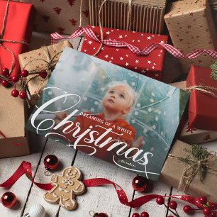 Cartes Pour Fêtes Annuelles Script Dream d'une photo de Noël blanche