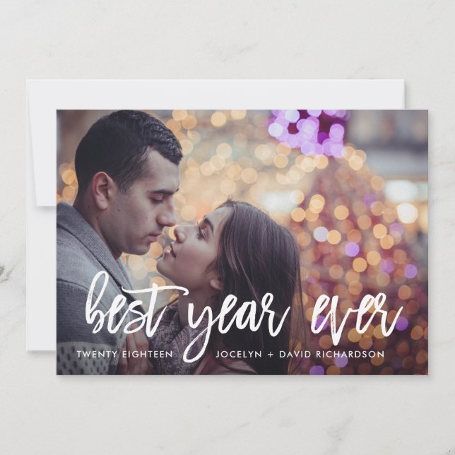 Cartes Pour Fêtes Annuelles Script du nouvel an | Meilleure année jamais photo (Devant)