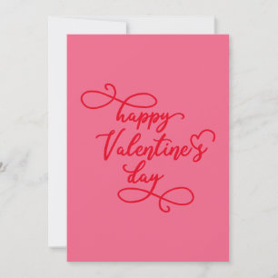 Cartes Pour Fêtes Annuelles Script Elegant Coeur Rose Rouge Joyeux Valentines