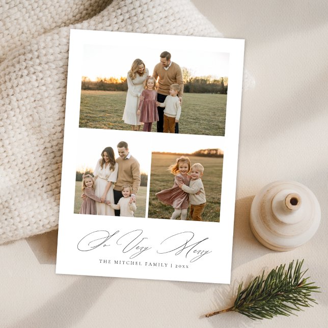 Cartes Pour Fêtes Annuelles Script Élégant Si Joyeux Neutre 3 Photo (Créateur téléchargé)