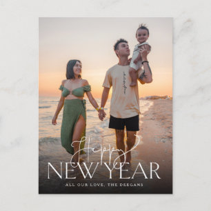 Cartes Pour Fêtes Annuelles Script et Sans Flat New Years Postcard Vertical