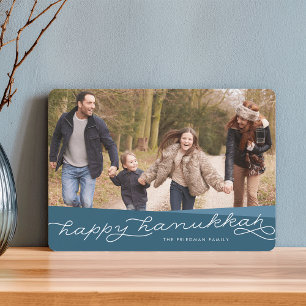 Cartes Pour Fêtes Annuelles Script Geo Turquoise foncé   Hanoukka Photo