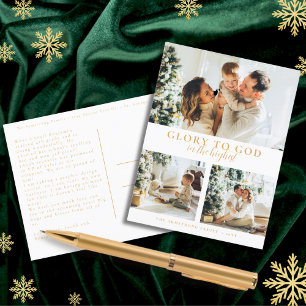 Cartes Pour Fêtes Annuelles Script Gold moderne Noël religieux 3 Photo