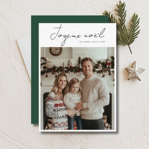 Cartes Pour Fêtes Annuelles Script Green Joyeux Noël Frech Photo de Noël