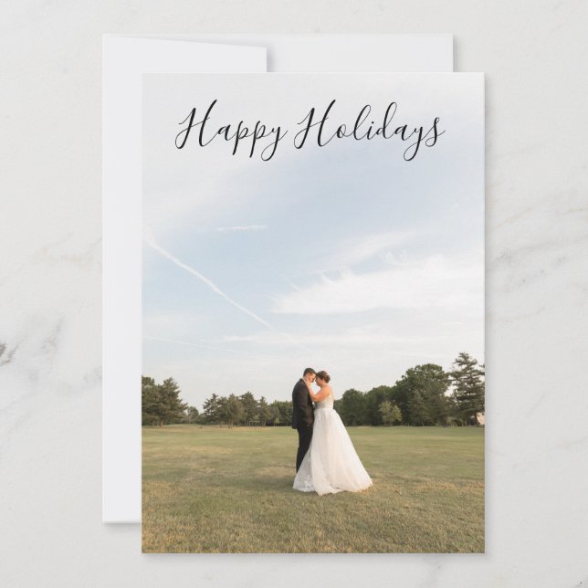 Cartes Pour Fêtes Annuelles Script Happy Holidays Photo Card (Devant)
