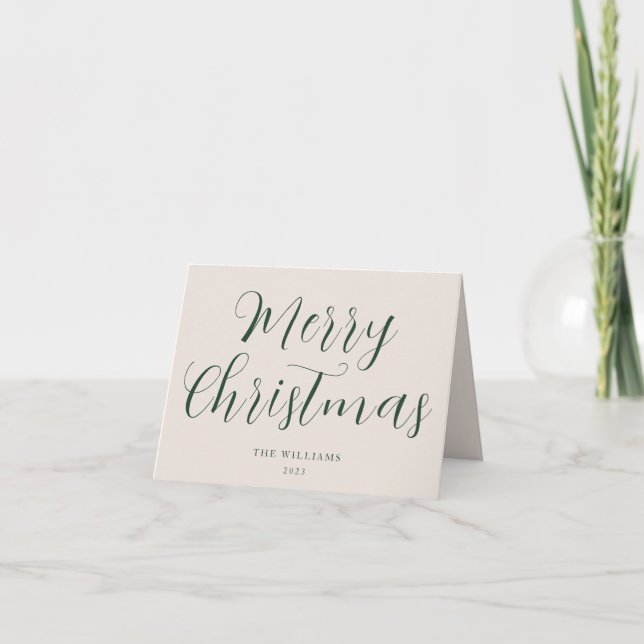 Cartes Pour Fêtes Annuelles Script Joyeux Noël vert (Devant)