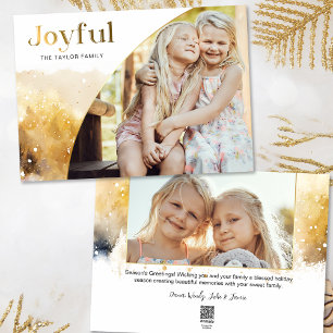 Cartes Pour Fêtes Annuelles Script Joyeux Or Chic avec photo courbe
