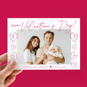 Cartes Pour Fêtes Annuelles Script magenta moderne Photo Saint Valentin