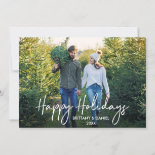Cartes Pour Fêtes Annuelles Script manuscrit Happy Holidays Couple Photo