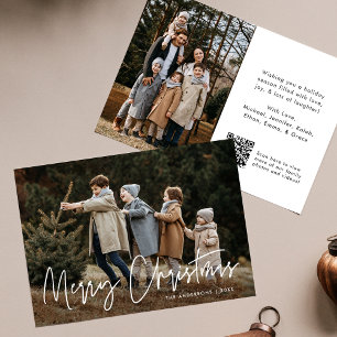 Cartes Pour Fêtes Annuelles Script manuscrit Joyeux Noël QR Code 2 Photo