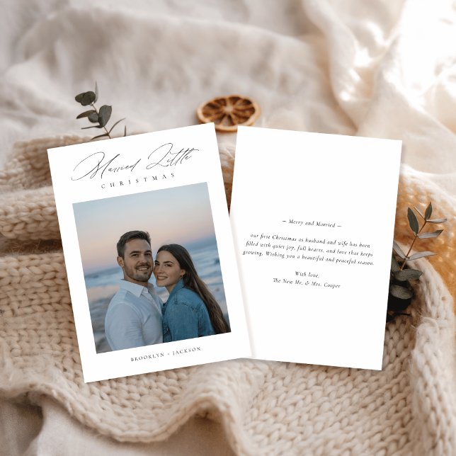 Cartes Pour Fêtes Annuelles Script marié à neuf petite photo de Noël (Créateur téléchargé)