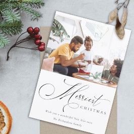 Cartes Pour Fêtes Annuelles Script minimal Merriest Christmas Greeting Photo