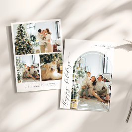 Cartes Pour Fêtes Annuelles Script minimaliste Happy Holidays Photo Arch