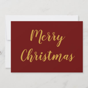 Cartes Pour Fêtes Annuelles Script minimaliste Joyeux Noël Or Bourgogne