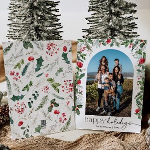 Cartes Pour Fêtes Annuelles Script moderne avec élégant Arc Botanique 1 Photo