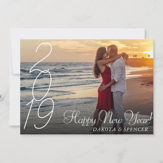 Cartes Pour Fêtes Annuelles Script moderne Bonne Nouvelle Année | Photo person (Devant)