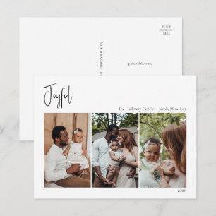 Cartes Pour Fêtes Annuelles Script moderne de Noël Joyeux trois photos
