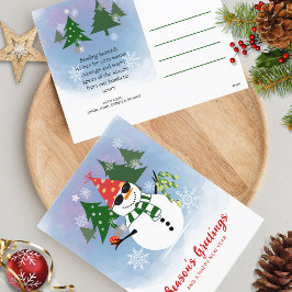 Cartes Pour Fêtes Annuelles Script moderne élégant Snowman Snowflakes Noël