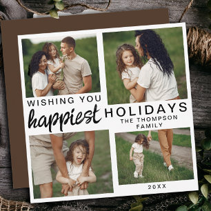 Cartes Pour Fêtes Annuelles Script moderne Famille Photo personnalisée Noël 20