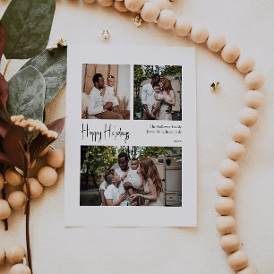 Cartes Pour Fêtes Annuelles Script moderne Joyeuses vacances centré sur trois 