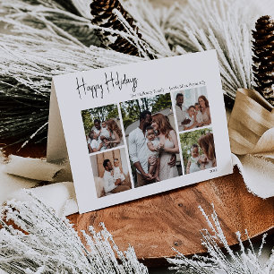 Cartes Pour Fêtes Annuelles Script moderne Joyeuses vacances pliées Cinq photo