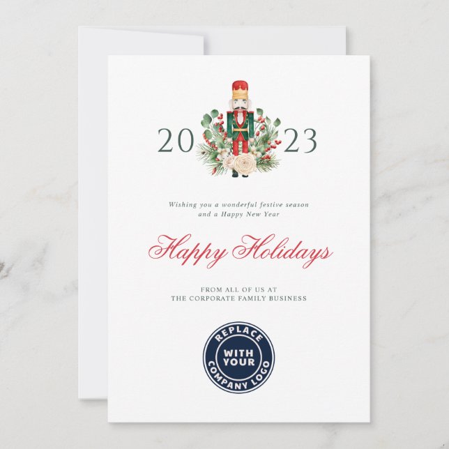 Cartes Pour Fêtes Annuelles Script moderne Noisette Happy Holidays Business (Devant)