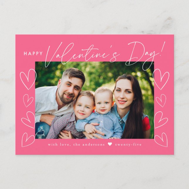 Cartes Pour Fêtes Annuelles Script moderne Pink Saint Valentin photo (Devant)