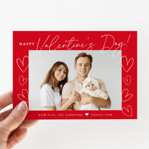 Cartes Pour Fêtes Annuelles Script moderne Red Valentine's Day Photo