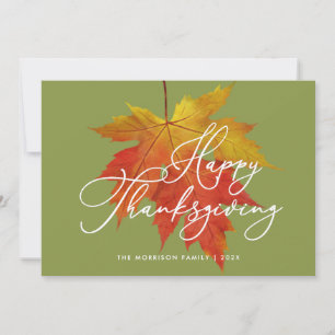 Cartes Pour Fêtes Annuelles script moderne tendance automne remerciement photo