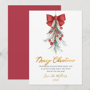 Cartes Pour Fêtes Annuelles Script moderne verdure Baies rouges Noël