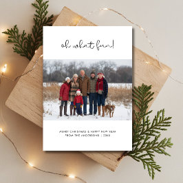 Cartes Pour Fêtes Annuelles Script Oh What Fun Christmas Famille Photo Bleu