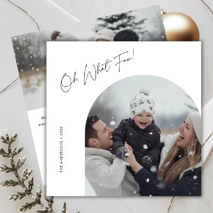 Cartes Pour Fêtes Annuelles Script Oh What Fun Christmas Family Arc Photo