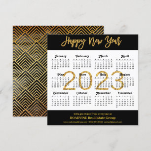 Cartes Pour Fêtes Annuelles Script Or moderne 2023 sur le calendrier des affai