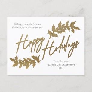 Cartes Pour Fêtes Annuelles Script Or moderne Joyeux Vacances Affaires