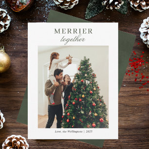 Cartes Pour Fêtes Annuelles Script photo de famille moderne Joyeux Noël