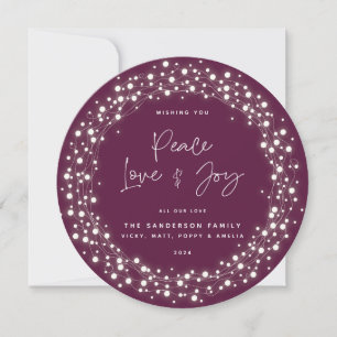 Cartes Pour Fêtes Annuelles Script Police Peace Love+Joie Feux Étincelantes