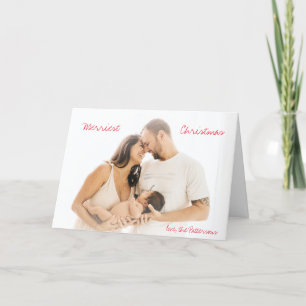 Cartes Pour Fêtes Annuelles Script rouge minimaliste photo Noël moderne