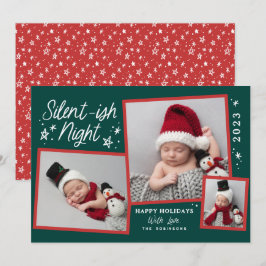 Cartes Pour Fêtes Annuelles Script Silent Night 3 Photo Collage