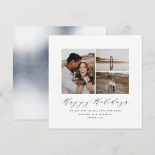 Cartes Pour Fêtes Annuelles Script texte photo Noël enregistrer la date